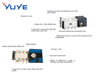 123 YUYE Saklar Transfer Otomatis ATS 1000A Saklar Pengalih Generator OEM ODM 4P 400V Buatan Cina Kualitas Tinggi