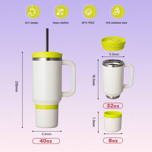 Vaso Térmico de 40oz con Asa y 2 Tapas, Tapa con Pajita Antiderrames, Taza de Viaje para Café de Acero Inoxidable con Aislamiento y Tazón, Apto para Lavavajillas - Product Image 5
