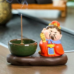 Quemador de incienso Zhong Kui de estilo chino, hecho a mano en resina, para ceremonia del té, meditación, adorno - Product Image 2