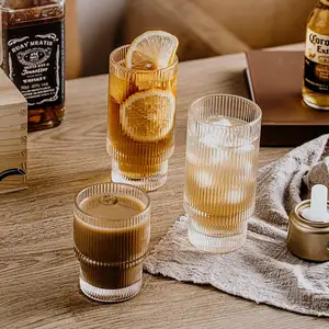 Içme bardakları ile Origami tarzı cam bardak, Highball kayalar gözlük, zarif dalgalanma Vintage buzlu kahve fincanı