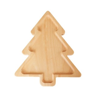 Plateau en bois simple, assiette créative en forme de sapin de Noël, assiette à goûter pour enfants en bois de hêtre, assiette à fruits et sushis, assiette à dessert - Product Image 5