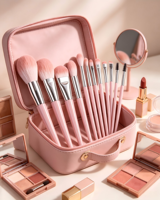 Ensemble de pinceaux de luxe professionnels artisanaux pour le visage, les yeux, le fond de teint, le correcteur, l'eye-liner, le mascara, 11 pièces, synthétiques et plats