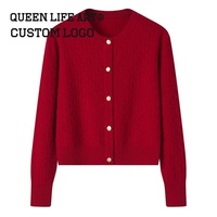 Pulls de luxe personnalisés pour femmes avec logo à l'avant, motifs rayés, décoration appliquée, chandails personnalisés de faible qualité pour femmes