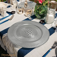 Assiettes de présentation dorées en plastique raffiné Woju de 13 pouces, électroplaquées, motif tressé, pour mariages et restaurants d'hôtel