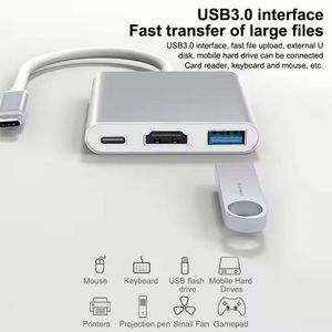 3 in 1 Type C Hub to HDTV 4K USB3.0 PD100W <b>Fast</b> <b>Charging</b> <b>Plug</b> and Play Dock Station USB C Converter Adapter for Notebook - Product Image 3