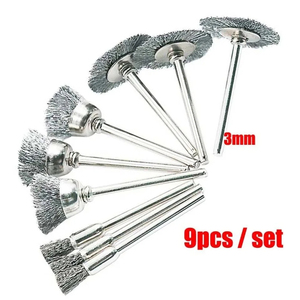 9 pièces ensemble <span class=keywords><strong>brosse</strong></span> métallique en acier pour outil rotatif <span class=keywords><strong>Dremel</strong></span> peinture élimination de la rouille polissage meule métal polissage <span class=keywords><strong>brosse</strong></span> de nettoyage - Product Image 1