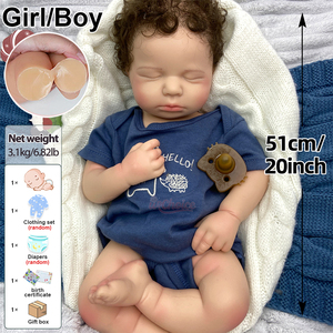 Muñeca Reborn <span class=keywords><strong>de</strong></span> Silicona, Bebé Regordete <span class=keywords><strong>de</strong></span> 20 Pulgadas, Piel Ultra Suave, Muñeca con Peso, Cabello Rizado Injertado a Mano para una Sensación Realista y Confortable - Product Image 3