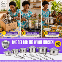 Ensemble de cuisine en acier inoxydable 18 pièces For Basics, compatible four et lave-vaisselle, casseroles, poêles, ustensiles, argent