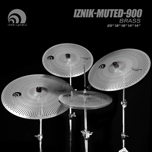 Beatello IZNIK Juego de platillos de latón de 14 pulgadas Mute Hi-Hat 16 + 18 pulgadas <span class=keywords><strong>Crash</strong></span> 20 pulgadas Ride Pack Tambores de bajo volumen Gong & Cymbals" - Product Image 2