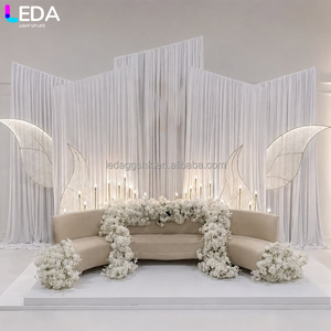 ชุดผ้าม่านตกแต่งงานแต่งงาน LEDA ดีไซน์ทันสมัย สวยหรู สีขาว ผ้าไหม ชุด 5 ชิ้น ฉากหลังงานแต่งงาน - Product Image 2