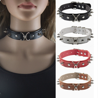 Collier ras du cou en cuir PU style punk avec rivets de luxe et doubles anneaux, collier gothique à rivets pour la mode alternative
