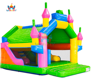 Château gonflable arc-en-ciel avec toboggan, qualité commerciale, coloré, pour les fêtes d'anniversaire des enfants et les jeux en plein air - Product Image 3