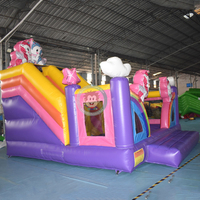 Château gonflable à thème licorne avec toboggan, aire de jeux pour enfants, combo de jouets