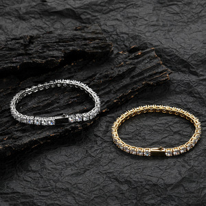 Elegant Tennis Bracelet Stainless Steel Silver/Gold Plated Flower Design CZ Iced-Out Diamonds 3mm/4mm/5mm Widths Perfect - Product Image 3