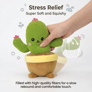 Peluche Cactus Vert Mini Plante en Pot Happy Face, Coussin Jouet, Compagnon de Bureau et de Maison, 8 Pouces, Décoration de Noël - Product Image 4