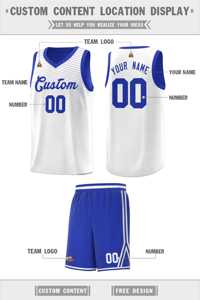 Maillot de basket-ball personnalisé Royal White Chest Slash Patttern Double Side Sports Uniform - Product Image 3