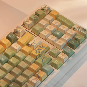 Keycaps PBT profil Cherry, effet ombré, translucides, gravés sur <span class=keywords><strong>le</strong></span> côté, motif Osmanthus Doré Oolong, pour clavier mécanique - Product Image 3