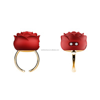 Roter Rosen-Vibrator mit Fingerring, Mini-Größe Klitoris- und Brustwarzen-Massagegerät, Vibrierender Rosen-Fingerring