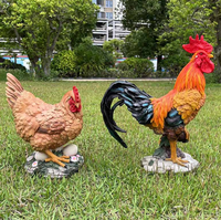 Villa Jardin Décoration Simulation Coq et Poule Décoration Animal Sculpture Maternelle Pelouse Paysage Résine Artisanat Statue