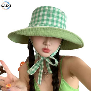 Chapeau de pêcheur d'été pour femmes, imprimé, à lacets, double face, protection solaire, casquette de baseball pour la pêche à large bord. - Product Image 1