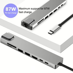 Factory 8-In-1 <b>USB</b> Type C Hub Multi-port <b>Adapter</b> Hub Dock 8 in 1 <b>USB</b> C Hub With 4K HDTV <b>USB</b> 3.0 SD TF Card Reader PD Charging - Product Image 2