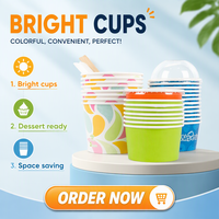 Gobelets en papier biodégradables imperméables à paroi simple avec impression de marque pour crème glacée, tailles de 2oz à 32oz, vente chaude, diverses tailles disponibles pour la crème glacée