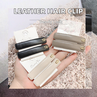 Pince à cheveux en cuir couleur Morandi tendance pour filles, pour la décoration des cheveux avant du front, cadeau