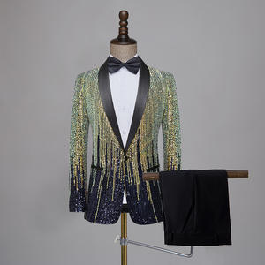 Cappotto da <span class=keywords><strong>uomo</strong></span> con paillettes <span class=keywords><strong>giacca</strong></span> formale da lavoro <span class=keywords><strong>giacca</strong></span> da <span class=keywords><strong>uomo</strong></span> monopetto con bottone - Product Image 2