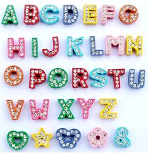 Cuenta de letra deslizante del alfabeto de 10mm, aleación de zinc de metal de calidad - Product Image 3