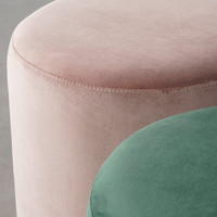 Pouf rond moderne en velours avec anneau métallique
