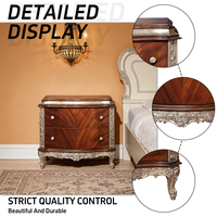 Meubles classiques faits à la main, table de chevet personnalisée pour chambre à coucher, placage et finition argentée vintage, table de nuit en bois de luxe