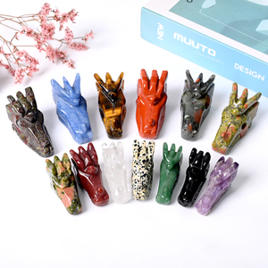 Nhà máy trực tiếp thủ công tinh thể tự nhiên Reiki pha lê Rồng Đầu khắc để trang trí - Product Image 1