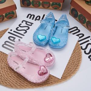 <span class=keywords><strong>Sandales</strong></span> d'été HZBC pour filles, modèle Princesse <span class=keywords><strong>Melissa</strong></span>, avec cristaux, style Elsa, en gelée, pour la plage, fermeture Velcro, semelle extérieure en PVC, pour enfants - Product Image 3