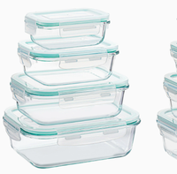 Boîte à lunch en verre borosilicate de haute qualité, compatible micro-ondes, ensemble de contenants de stockage alimentaire avec couvercles en PP pour les employés de bureau