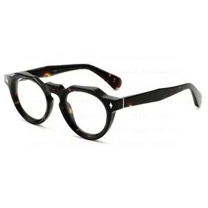 Lentes de solカスタム2024眼鏡特大ラウンドアセテートフレームアンチブルーレイ透明ブラックオプティカルメガネ