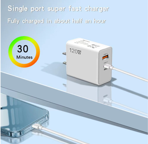 Caricatore da Muro GaN 120W con Doppia Porta USB-A e Tipo C, Ricarica Rapida QC 3.0 PD USB C, Adattatore di Alimentazione per Telefoni Cellulari - Product Image 5