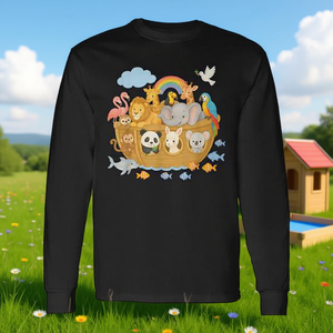 Camiseta de Manga Larga para Niños con Diseño de Arca de Noé y Animales, Historia Bíblica - Product Image 3