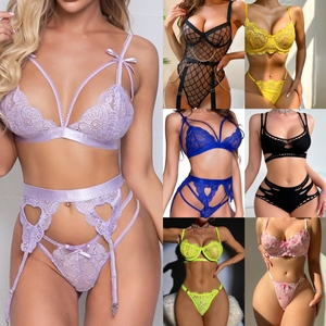 Ensemble de lingerie féminine en dentelle de soie/coton avec broderie 3D, <span class=keywords><strong>porte</strong></span>-jarretelles et gaine amincissante, idéal pour le cosplay - Vente chaude - Product Image 4
