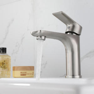 Robinet de lavabo en acier inoxydable 35 mm, mitigeur à poignée unique pour lavabo de salle de bain, eau chaude et froide - Product Image 3