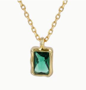 <b>Emerald</b> Cut Crystal <b>Jewelry</b> <b>Set</b> Gold Plated Minimalist Necklace Earrings Ring Women's Everyday Wear Geometric Bezel Setting - Product Image 5