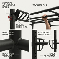 Jaula de potencia multifuncional de acero con barra de dominadas, barras paralelas, barras de mono y Landmine para entrenamiento de fuerza comercial