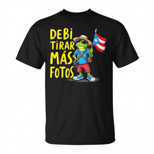 Camiseta de viaje con diseño de rana turística y bandera de Puerto Rico, camiseta gráfica divertida - Product Image 2