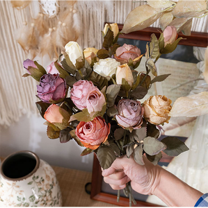 Rosa Fumosa Estiva a Doppia Testa Stile INS, Fiore Simulato per Decorazione Casa, Vendita all'Ingrosso Transfrontaliera - Product Image 5