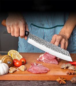 Cuchillo Santoku de Cocina Hecho a Mano de Acero con Alto Contenido de Carbono, Cuchillo para Sashimi, Juego de Cuchillos Japoneses con Mango de Madera - Product Image 3