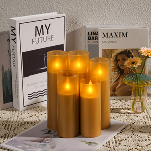 <span class=keywords><strong>Bougie</strong></span> pilier LED sans flamme à télécommande, alimentée par piles, effet vacillant avec finition givrée, idéale pour la décoration intérieure - Product Image 4