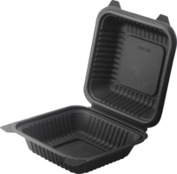 Contenedor Biodegradable Negro para Comida para Llevar, Apto para Microondas, Compostable, de PLA, Tipo Concha, para Sushi, Fideos y Empaque