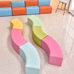 Desain Modular Set Sofa Melengkung Area Tunggu Publik Komersial Hotel Belanja Mall Tempat Duduk Sofa Bangku Lobi