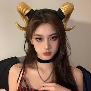 Dark Halloween Party Succubus Corne du <span class=keywords><strong>diable</strong></span> Corne de chèvre Chapeaux Bandeau de cheveux Cosplay Accessoires de cheveux Bande de cheveux en corne - Product Image 6
