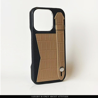Nouveauté Étui de téléphone portable en cuir de haute qualité à texture croco pour iPhone 16 Pro Max avec poche pour cartes