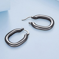 Boucles d'oreilles créoles plaquées noir, bijoux unisexes classiques, design rond simple, accessoire de mode
